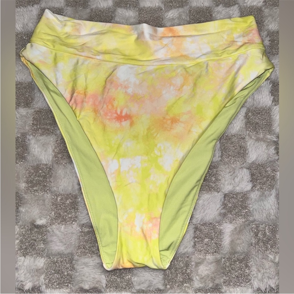 Aerie Vibrant Yellow Tie-Dye Women's Swim bikini Bottom size XL